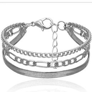 SILVER THREE LAYER CHAIN LINK BRACELET
